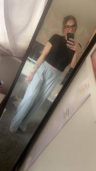 Product Review of Women's Solid Color Elastic Waist Wide Leg Sweatpants, Chic Casual Comfy Trousers for Daily Wear, Ladies Bottoms for All Seasons, Baggy Pants from A**r 🩷**💙 0