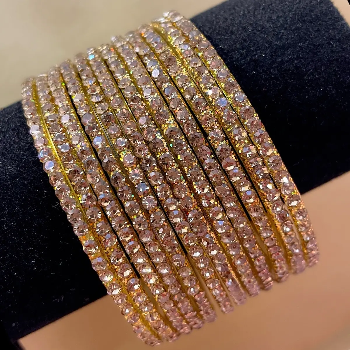 Size 2.6/2.8/2.10- Gold Zirconia Glass Bangles