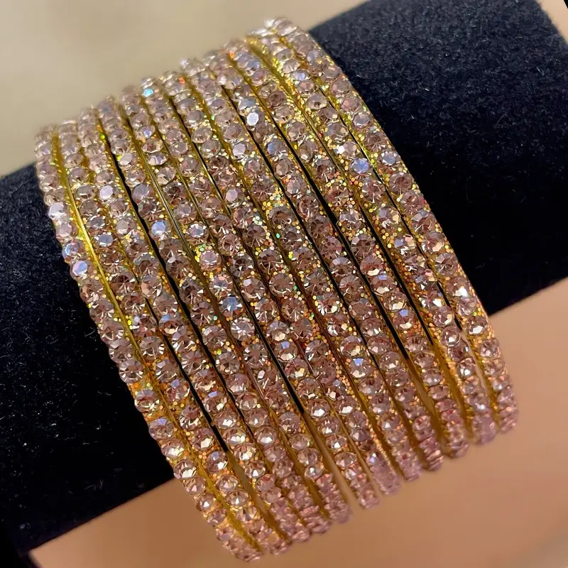 Size 2.6/2.8/2.10- Gold Zirconia Glass Bangles 0