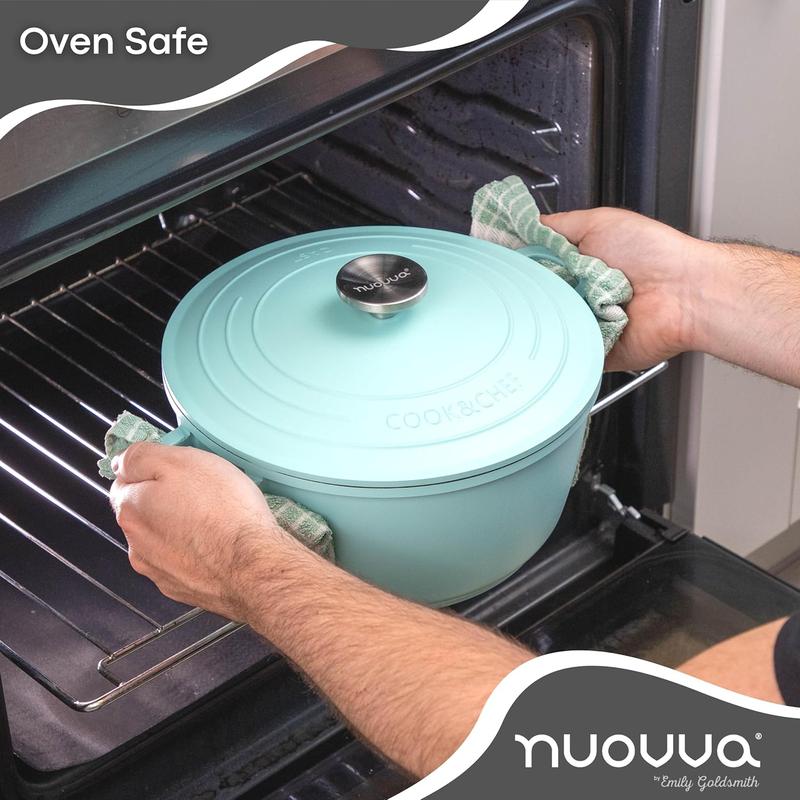 Aluminium Casserole Dishes with Lid Oven Proof – Non Stick Deep Dutch Oven Cookware – Induction Cooking Pot – Oven Safe Stockpot – 4L Capacity, 24cm – by nuovva 4