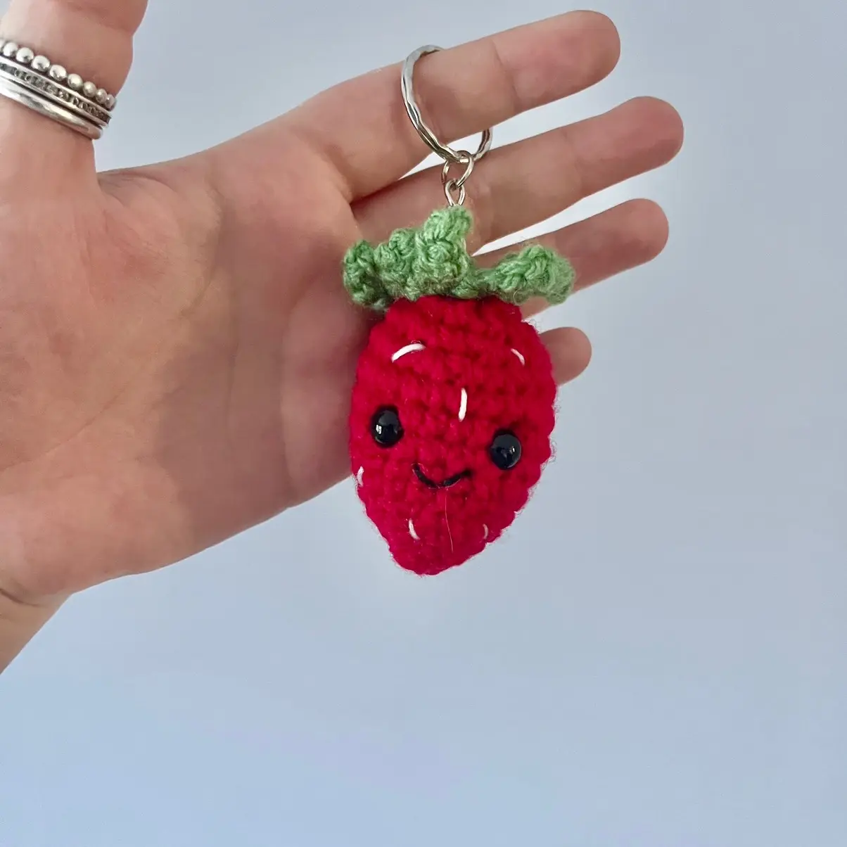 Crochet Strawberry Keyring