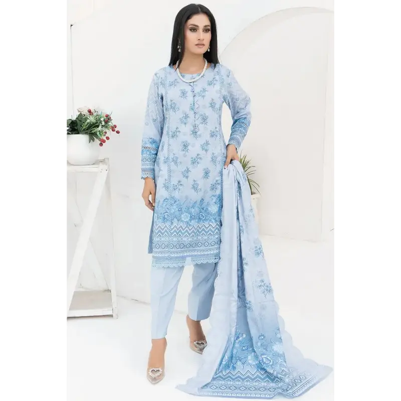 Dhanak Print Ladies Pakistani Suits-Jazmin-1455-Sky Dress Fabric 4