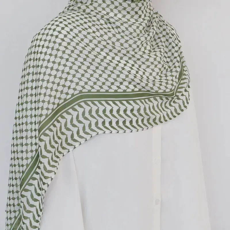 Olga Nora ON1180ON Chic Islamic Chiffon Hijab with Lattice Design square  hijab 4
