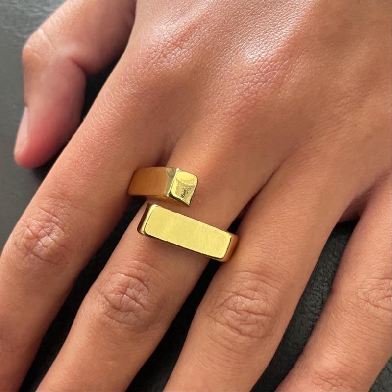 V2SBEAUTIFUL Chunky Statement Gold Ring - Adjustable for All Finger Sizes plated 5