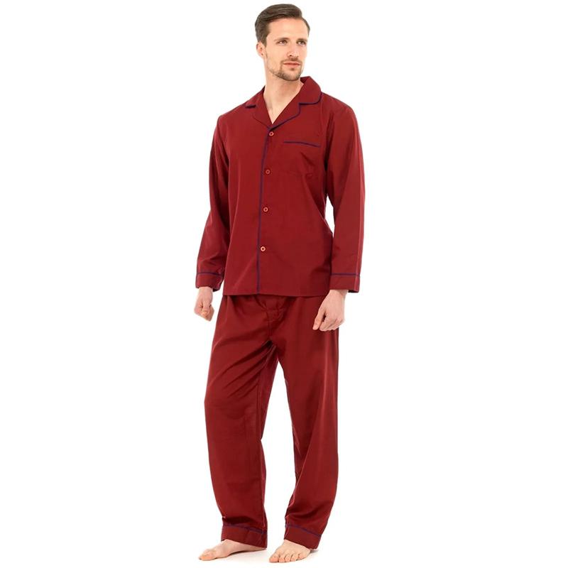 MENS TRADITIONAL PYJAMAS SET PLAIN PJ NIGHTWEAR LOUNGE WEAR TOP PANTS TROUSERS 3
