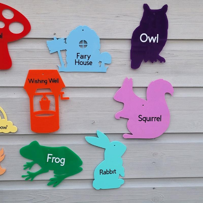 set of 14 acrylic woodland, fairy garden shapes, garden toys, decor 4