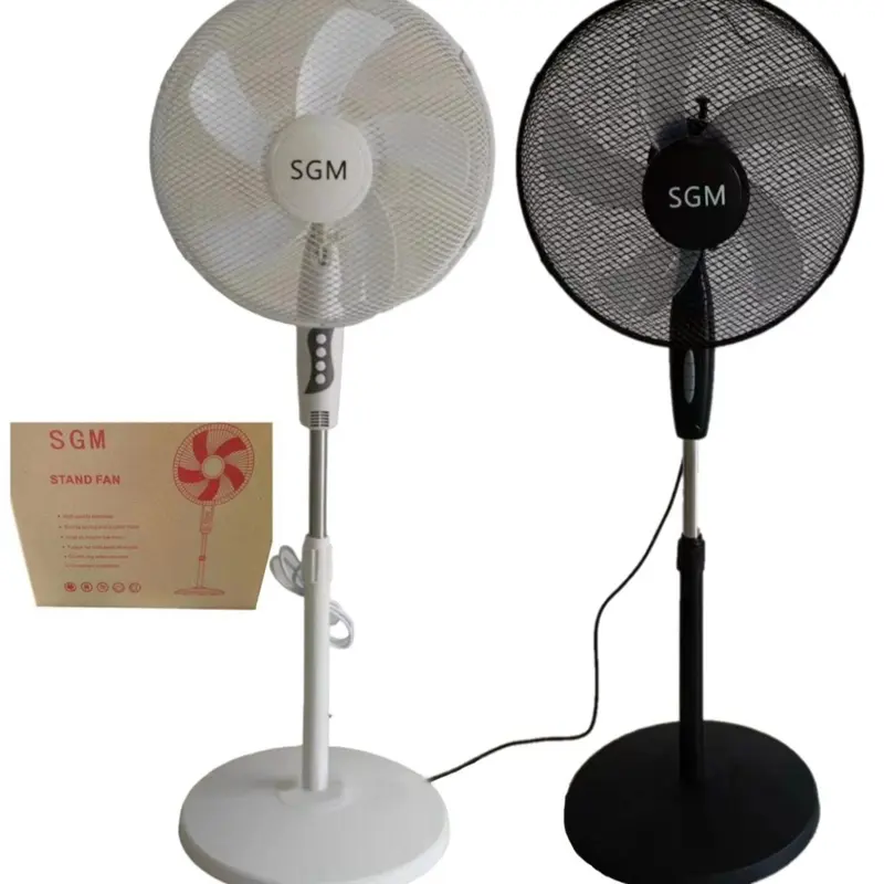Stand Fan Pedestal fan 16" Oscillating free stand fan Floor fan adjustable height 3 Speed Black & White