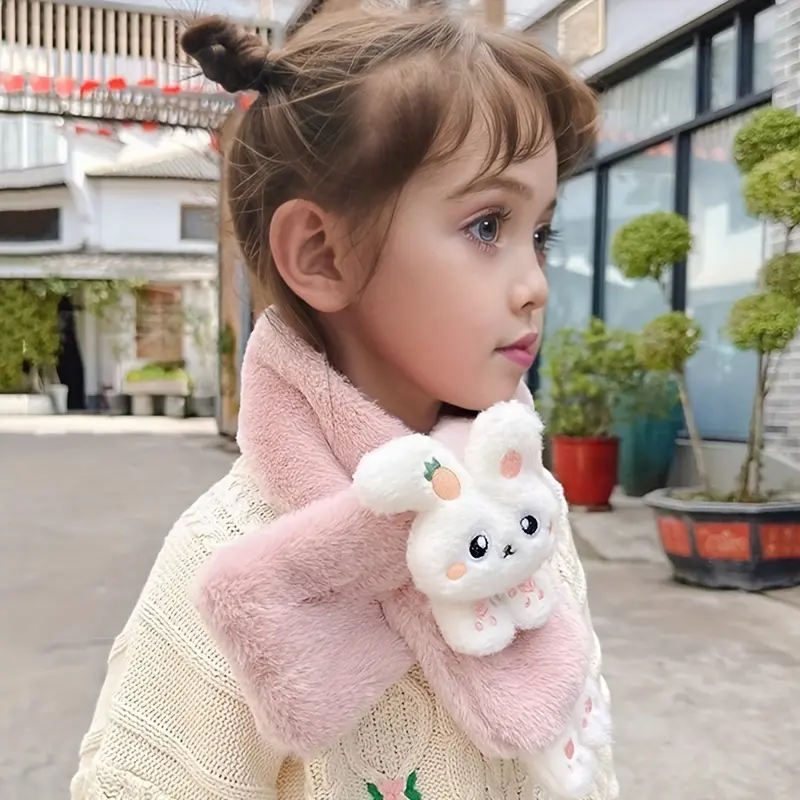 bunny scarf kids - Cartoon Bunny Kids Scarf - Thickened Acrylic Knit, Breathable, Cute - Autumn/Winter - Girls 2-10 Years - Fashionable & Warm - Cuddle Up in Bunny Love 2