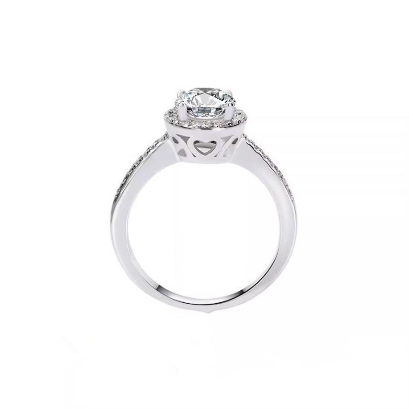 Elegant 925 Sterling Silver Moissanite Ring with Halo Setting0