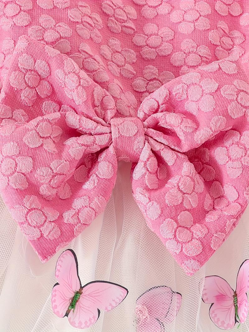 Product Introduction of 3pcs Fashion Casual Girl Butterfly Style Long Sleeve Ruffle Short Top + Sleeveless Mesh Butterfly Dress + Bow Hair Tie 16