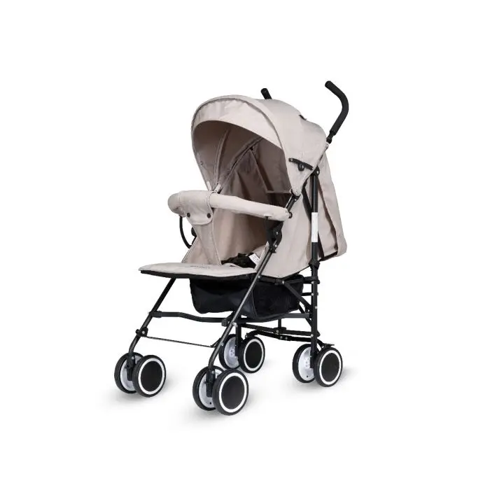 Bambico Easy Fold Stroller/Pushchair With 3-Point Harness & Easy One-Handed Folding, Raincover Option Available - Black, Cream & Grey!