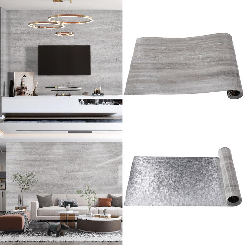 Livingandhome 3M Grey Marble Contact Wallpaper Self Adhesive 4