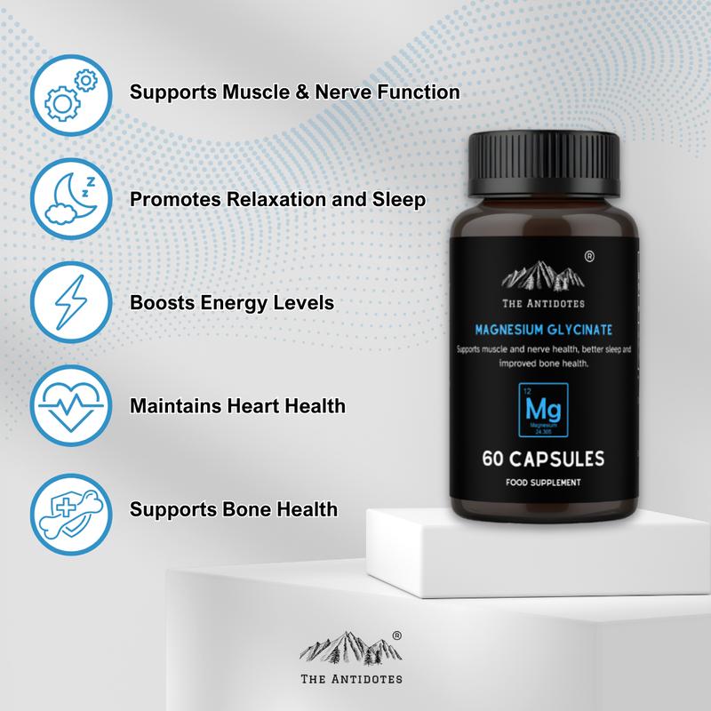 The Antidotes - Magnesium Glycinate - 60 Capsules - 1200mg per serving supplements 1