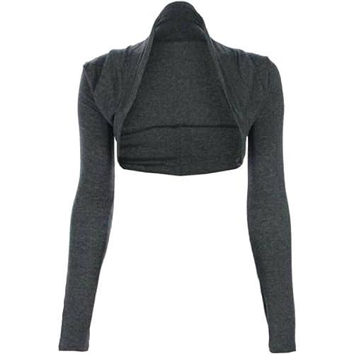 Ladies Cropped Long Sleeve Plus Size Bolero Shrug Womens Plain Open Front Cardigan Crop Top Shrug 6