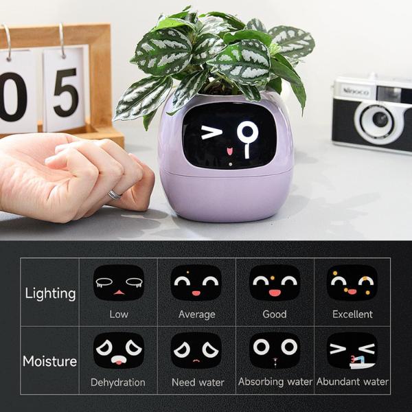 UK Seller - Ivy Smart Planter, Plant Pot, Over 49 Expressions, AI Connects to Phone, Gifts for Him, Gifts for Her, Christmas Gifts, Neat Desk Gift, Adorable Plant Companion, Fun Expressions, Smart phone gadgets, Plant pots, Gadgets Funky Tamagotchi Robot 5
