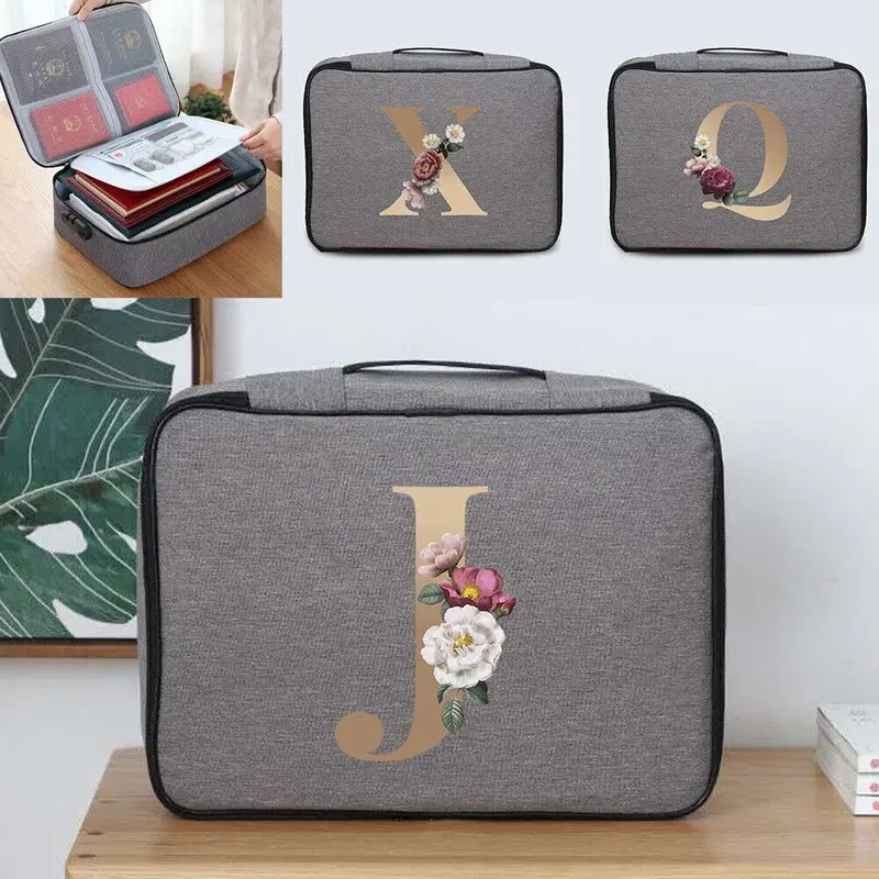 Document Bag with Lock,File Storage Organizer Safe Box for Passport Certificates 3