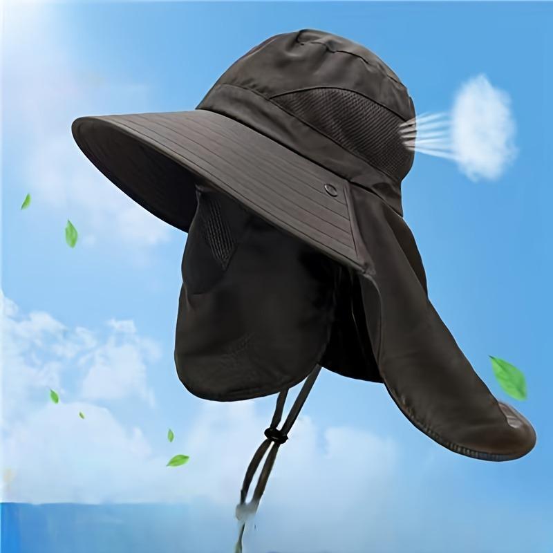 Unisex Wide Brim Boonie Hat With Adjustable Neck Strap, Breathable Mesh For Summer Sun Protection, UV Resistant Camping And Hiking Outdoor Hat 2