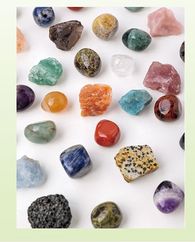 Crystal Adventure Gift Box for children Natural Science, Best Christmas Gift for Children, Crystal Collection Crystal Kit, Popular Tumbled Crystals Crystal Starter Set for boy/girl, Natural crystal rough stone children's gemstone mineral box birthday gift 6