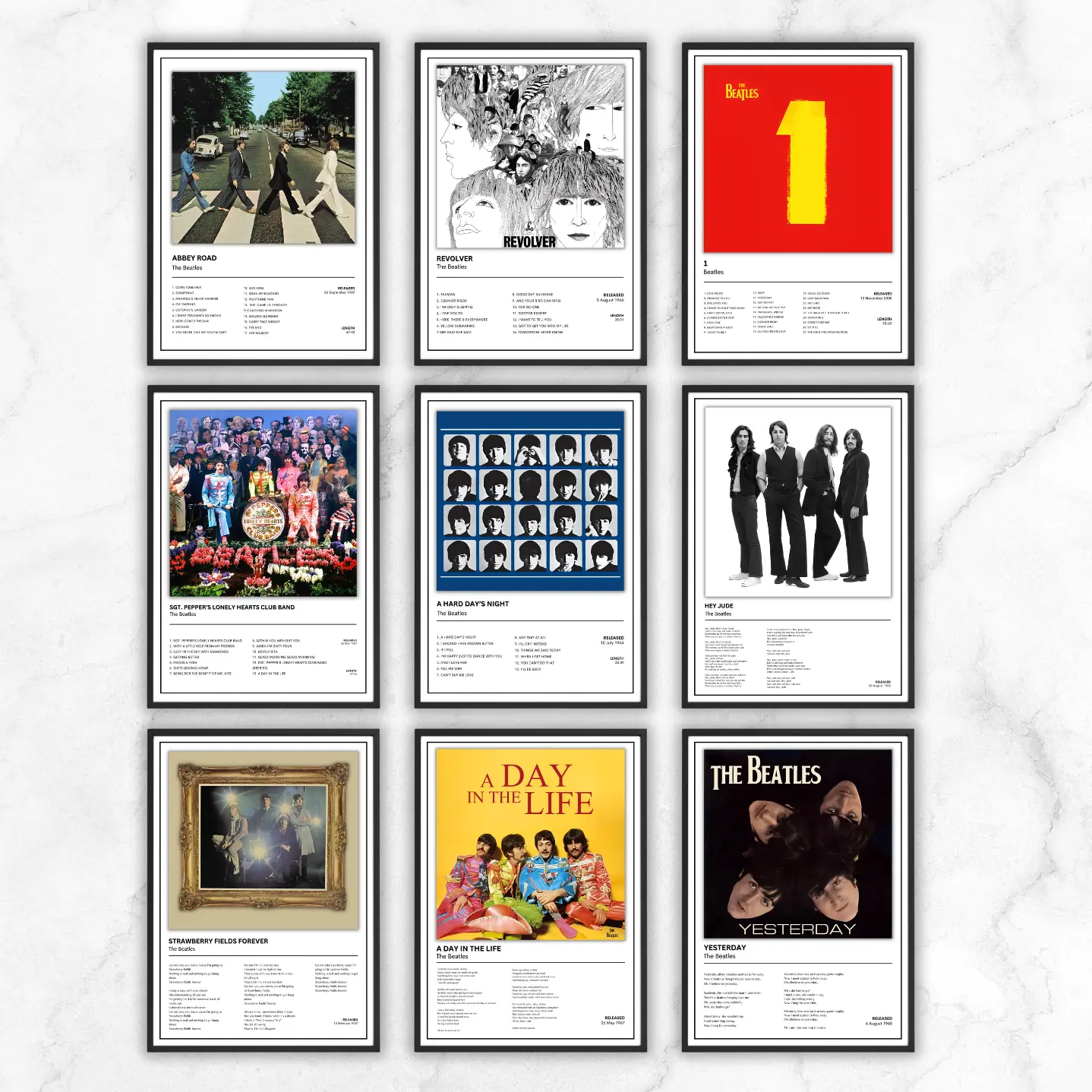 The Beatles Full Collection Album / Singles Cover Posters Unframed A5 A4 A3 Decor Bands Ornaments Photo