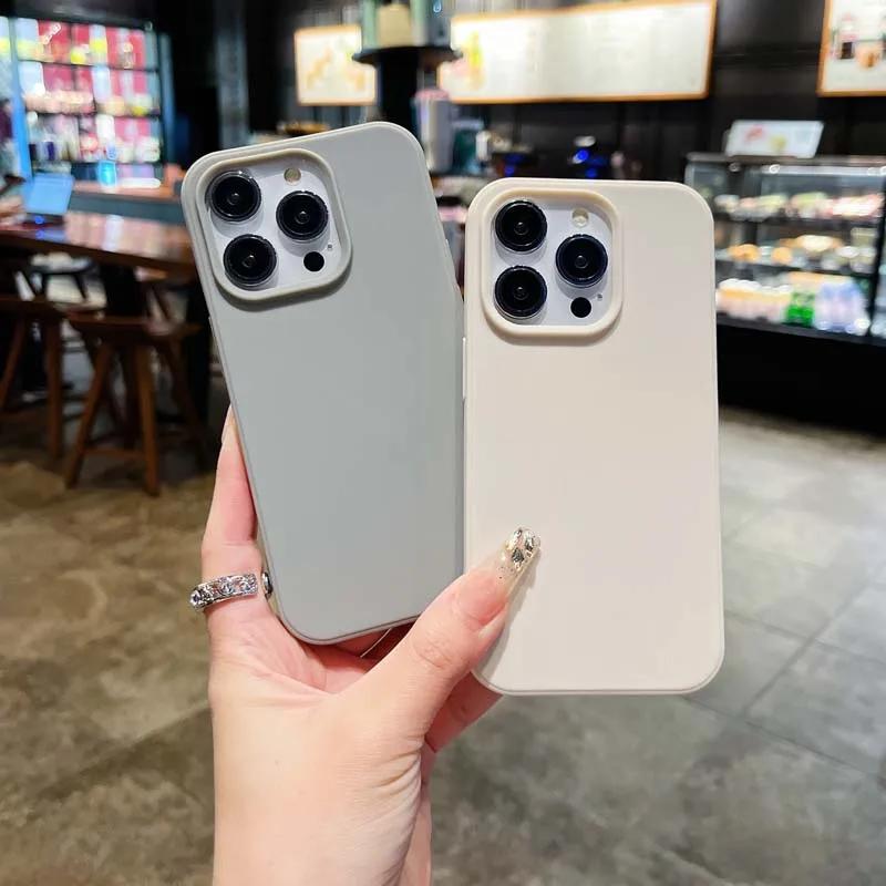 Product Introduction of Simple Solid Color Lens Bumper Shock Protection Phone Case for IPhone 16 14 15 Pro Max 13 Soft Matte Cover for IPhone 16pro 2