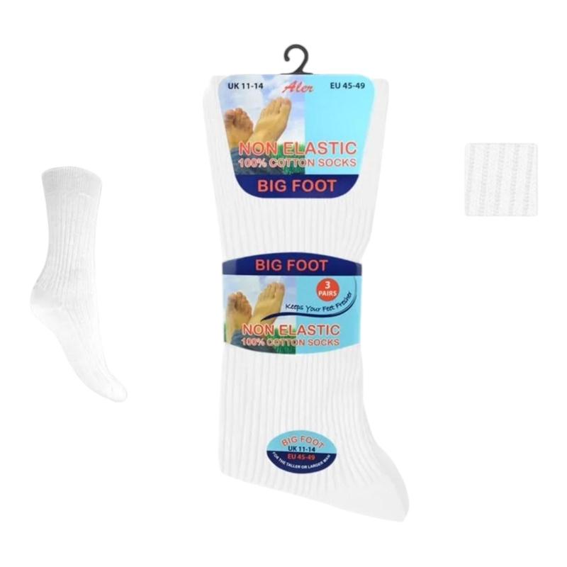 6/12 Pairs Men's Big Foot Extra Wide Diabetic 100% Cotton Socks UK Size 6-11 & 11-14 - Menswear, Underwear ,Plain Soft Top Loose Breathable Set 4