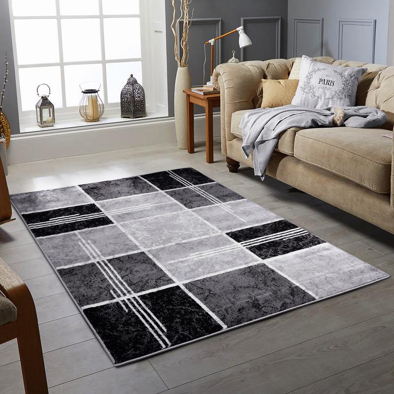 Black & grey Rug Large Area Rugs  Room Carpet Long Hallway Runner Floor Mat  Modern Design. Rugs 4