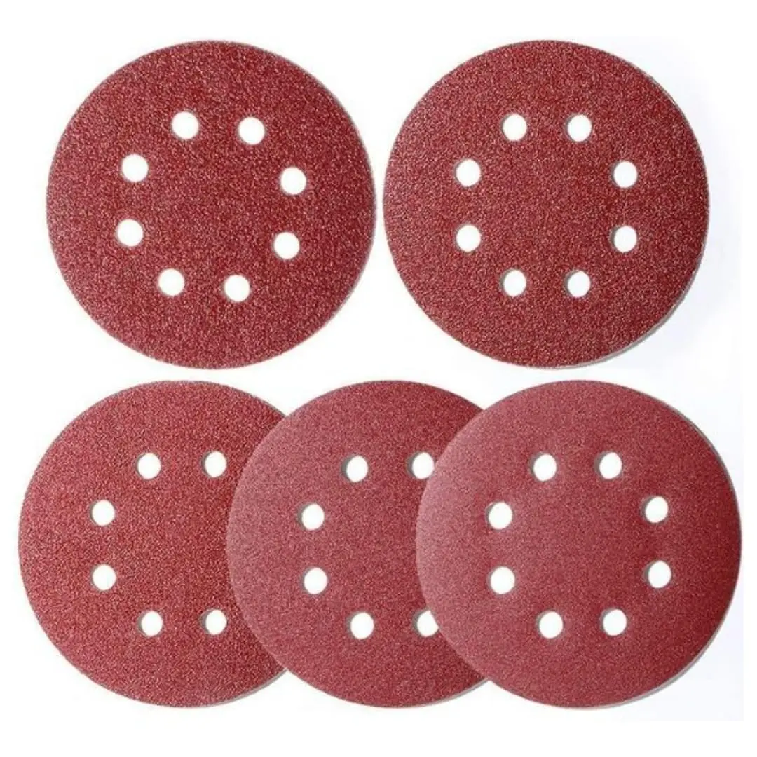 100 Pcs 125mm Sanding Discs All Grit, 5 Inch 8 Hole Hook and Loop Sanding Pads for Random Orbital Sander | Ideal For Wood, Metal, Paint And More