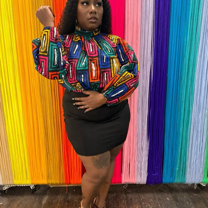 Ankara Sexy Women's Tops - Perfect for Any Occasion - Womenswear, Shirts Fabric Colorful Comfortable Blouse Style Traditional Statement