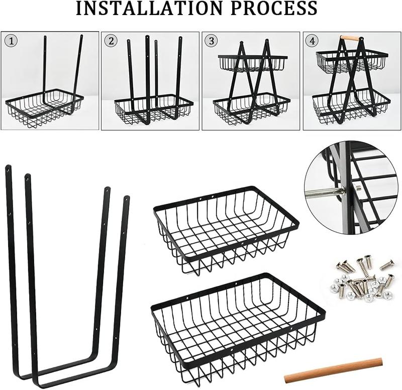 2-Tier Fruit Storage Basket – Multi-Purpose Fruit & Vegetable Holder, Bread Basket & Kitchen Organizer Decorative 7