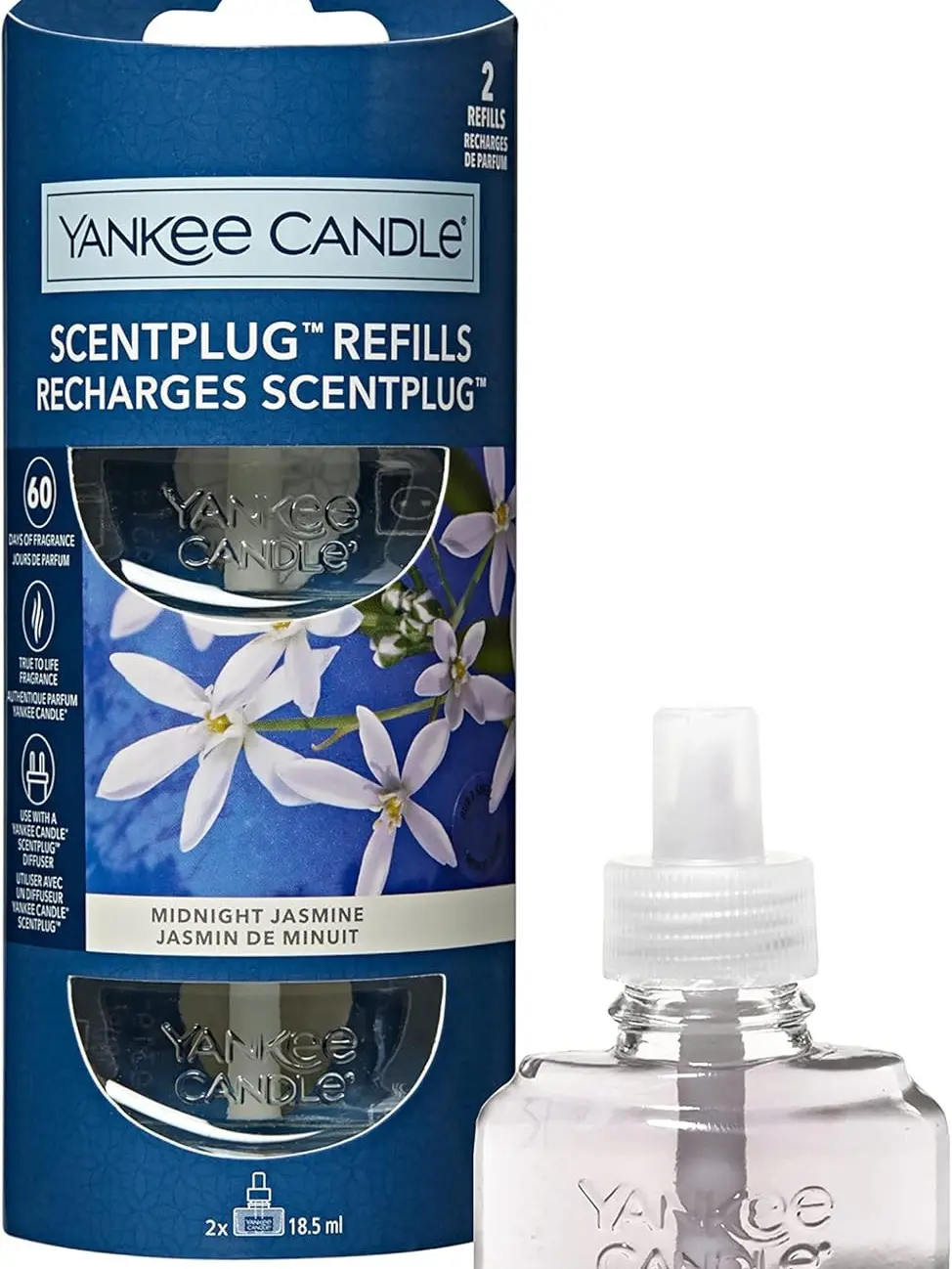 Candle ScentPlug Fragrance Refills | Midnight Jasmine Plug in Air Freshener Oil | Up to 60 Days of Fragrance | 2 Count Room Perfume