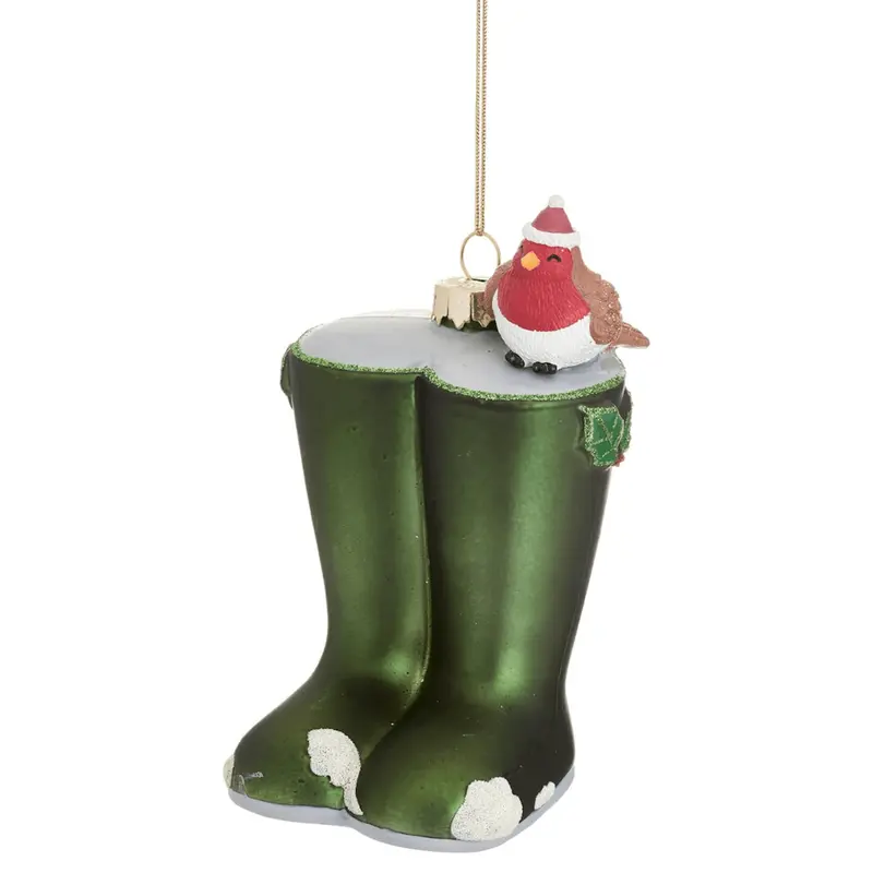 Wellies with Robin Christmas Tree Decoration 0