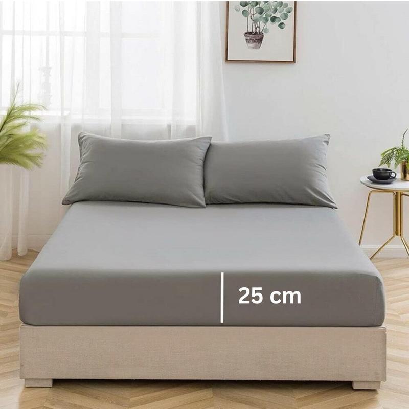 Deep Fitted Bed Sheets 25cm Microfibre | Luxury Plain Soft Bed Sheets MicroFibre Hotel Quality Finest Fitted Bed Sheets | Shrinkage & Fade Resistant Percale Quality Fitted Sheets | Double Brushed Microfibre | Non Iron Warm Easy Care Machine Washable 1