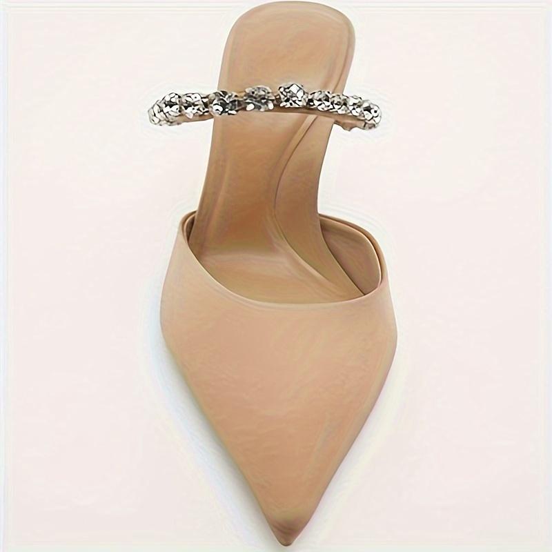 Product Introduction of Luxury Stiletto Heels - Backless, Rhinestone Embellished, Pointed Toe, Slip-On Design, Elegant Party Shoes for Women - Perfect for Banquets, Weddings, and Formal Events 2