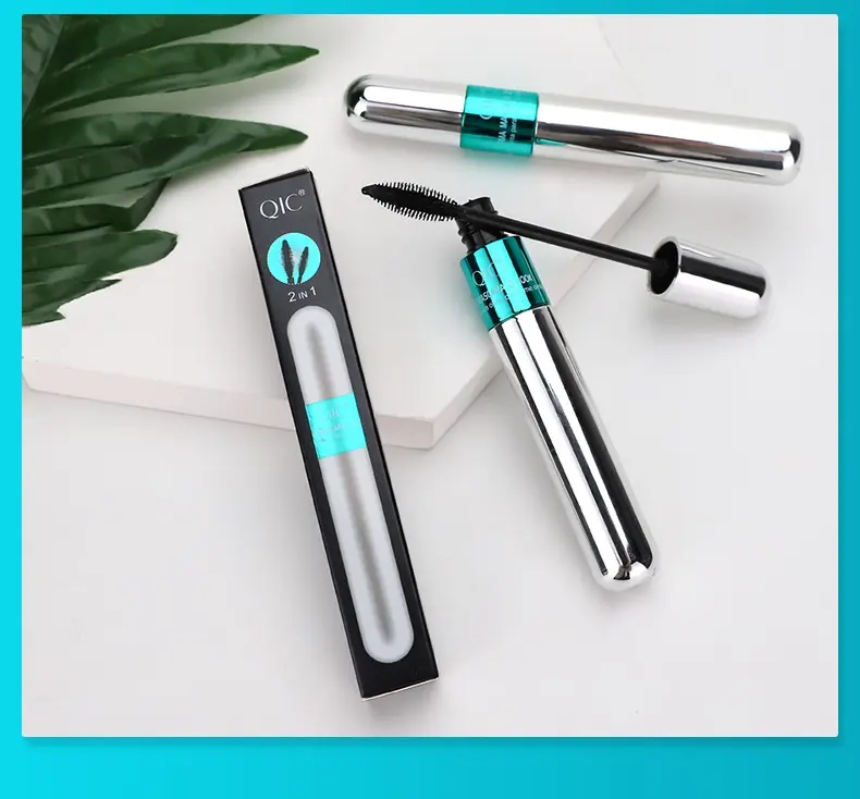 QIC 2 in 1 4D Silk Fiber Lash Mascara for Natural Lengthening and Thickening Effect - Makeup, Eyelashes Cosmetic mega volume striplashes 8