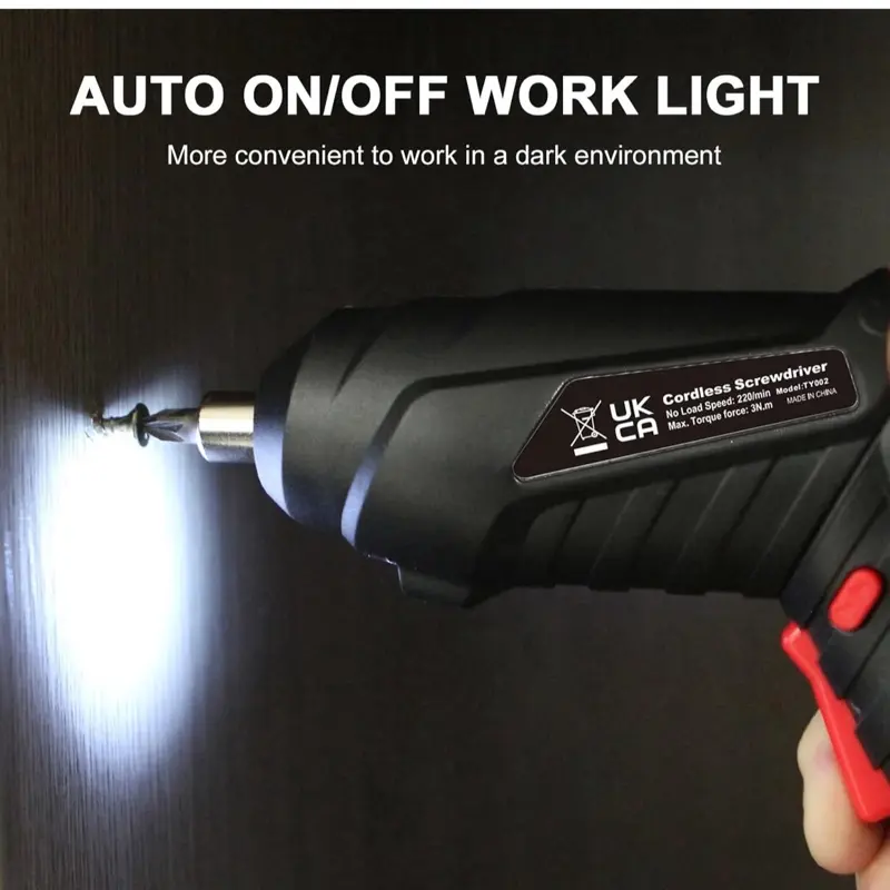 Electric Drill Screwdriver, 47 in 1 Portable Cordless Screwdriver Set Rotated 90 Degrees Electric Screwdrivers Cordless Handle with Led Worklight and Charger for Home Office DIY Tools 1