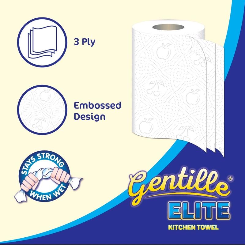 Gentille Elite Kitchen Towel 3ply 15rolls All Purpose Use Thick Strong Kitchen Towel Cleaning Household paper 2