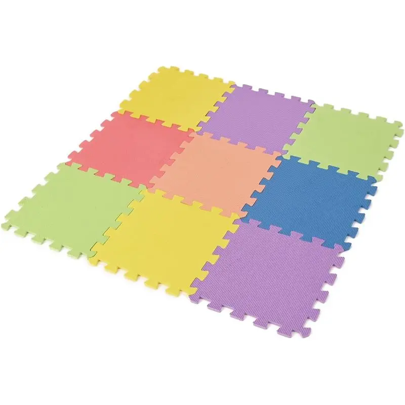 Interlocking Foam Play Mat - 29x29cm Thick, Multi Colour Soft EVA Baby Floor Tiles