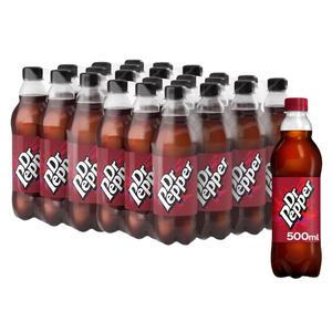Dr. Pepper 24 x 500ml Pet Bottles - Soft Drinks With Sweeteners - Perfect For On-The-Go Beverage