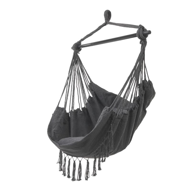 Lifeideas Garden Hanging Canvas Hammock Swing Chair, White/Dark Grey, 200kg Weight Capacity 5
