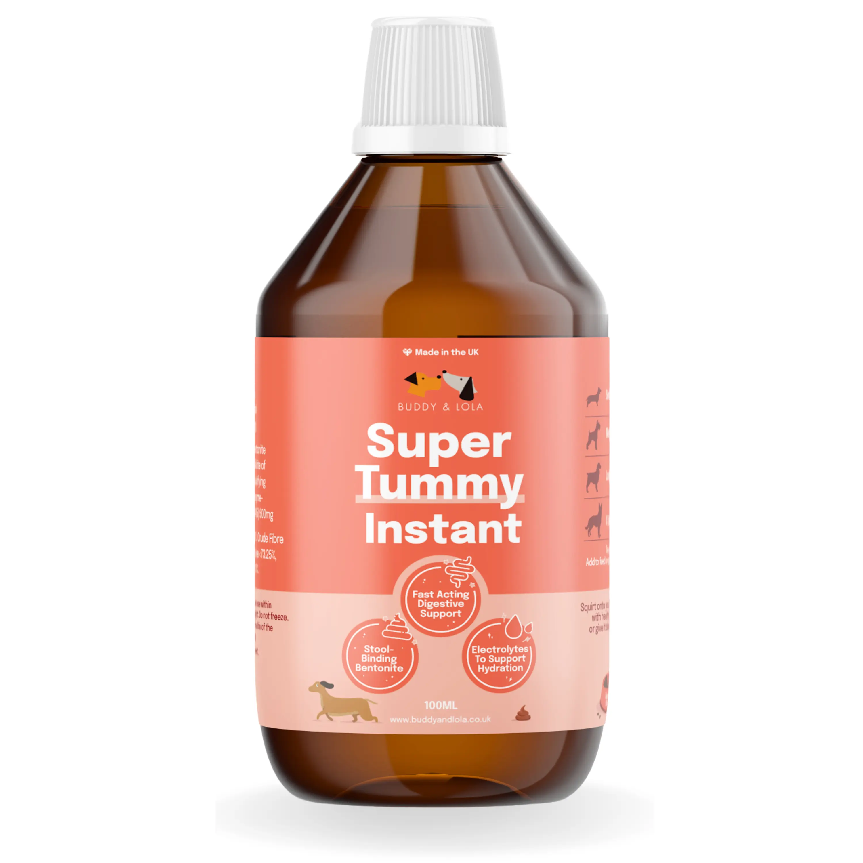 Buddy & Lola | Super Tummy Instant | Instant Poop Support Supplement for dogs | Fast Acting Diarrhoea Relief Formula with added Electrolytes | Gut Health Treatment Products | Dog Electrolytes | Made in the UK