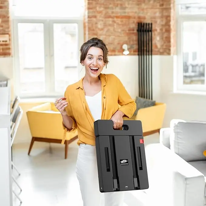 SPACEKEEPER Folding Hand Trolley, 227KGS Heavy Duty Platform Trolley with 6 Wheels and 2 Elastic Ropes for Luggage, Travel, Car, Shopping, Moving and Office, Orange 1