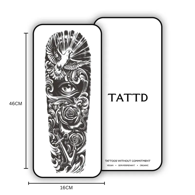 Harmony Bloom Sleeve - TATTD 2 Week Semi-Permanent Sleeve Tattoo - Vegan - Waterproof - No Needles - Explore Tattoos Without Commitment 1