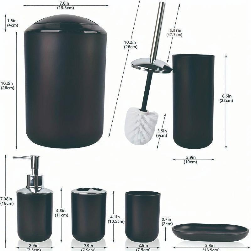 2025 New Hot Selling Models Minimalistic Bathroom Accessory Set, Soap Dispenser & Toothbrush Holder & Toothbrush Cup & Soap Dish Set, Bathroom Storage Tool Set For Now Home Gift Black 1