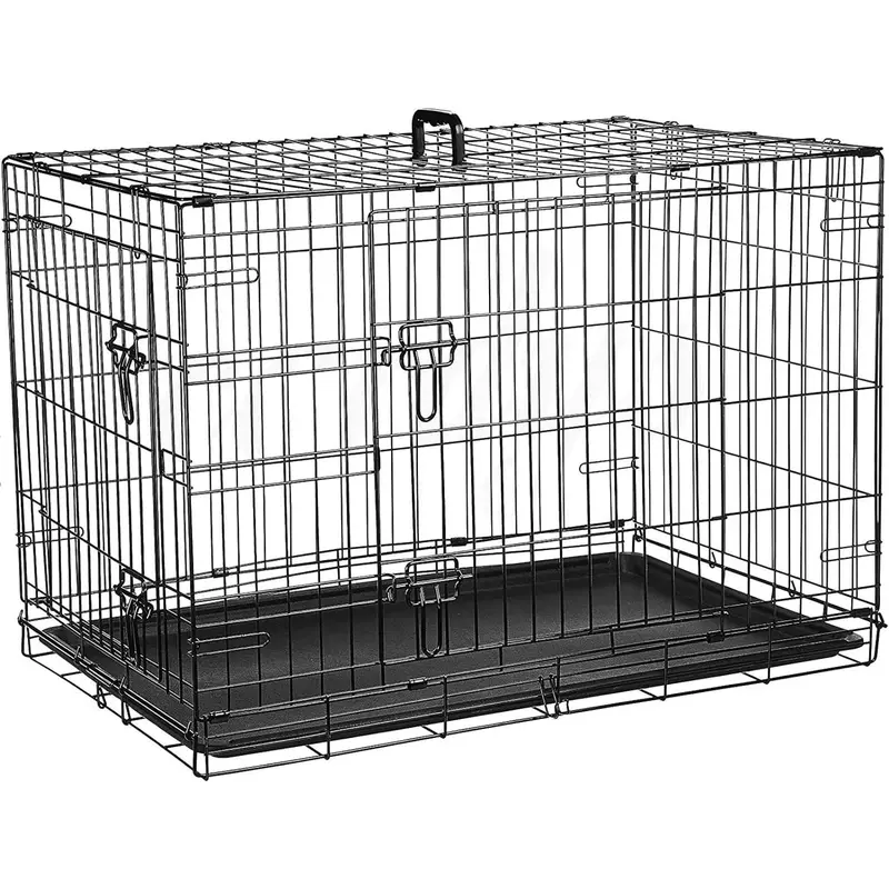 Dog Crate XXL Dog Cage Pet Cages with 2 Doors Easy Clean Removable Plastic Tray Folding Metal Training Crate Extra Large Dog Crate 48 inch (XXL 48") 0