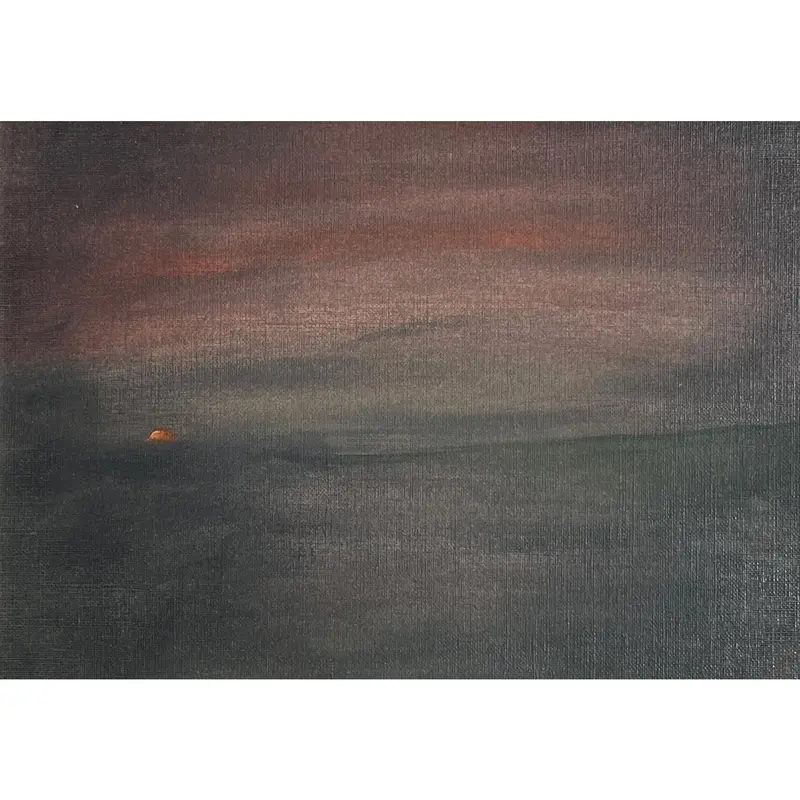 Distant setting sun - Landscape - Oil Painting by mostlyjavi 3