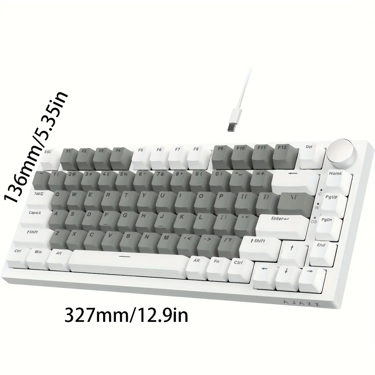 AJAZZ AK820 Wired Mechanical Keyboard, Ergonomic Hot-swappable 75-Key with Backlight, Red HP-Type Red Shaft, USB Cable Included, No Battery Required, Office Keyboard with Volume Knob