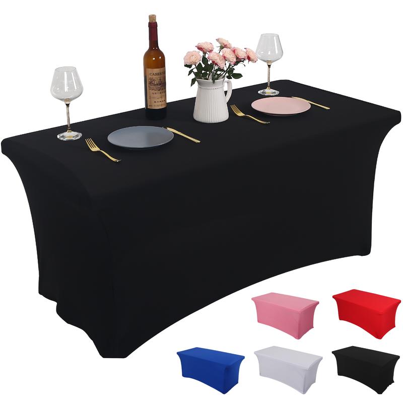 Rainberg 6ft & 4ft Stretchable Tablecloths for Rectangle Tables, Table Cover, Fitted Spandex Rectangular Folding Table Cover, For Wedding, Party, Home decorations 0