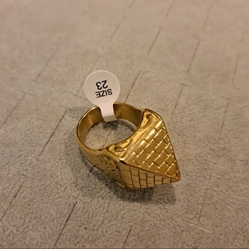 Large heavy pyramid ring gold and silver plated stainless Steel 5