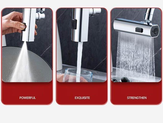 360° Swivel Tap Aerator 4 In 1 Kitchen Faucet Sink Tap Bathroom Spray Head Attachment Attachment Waterfall 15-22mm Water Saving Splash Proof 8