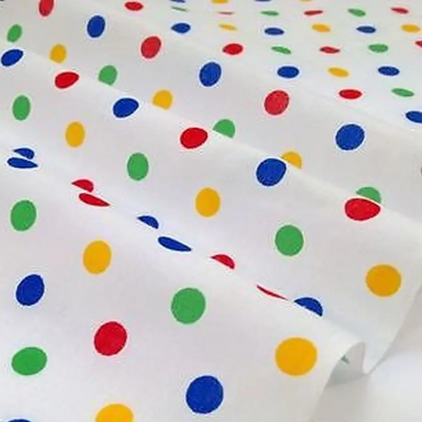 Children In Need Pudsey Bear 5 metres Polycotton Polka Dot Spotted Fabric 114 cm Width Spots are 2 cm Width white  fabric